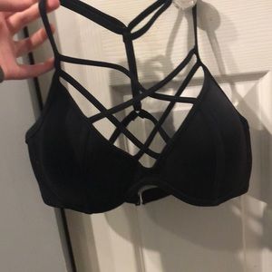 Black bathing suit top w criss cross designs
